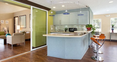 Clubhouse kitchen at The Reserves of Melbourne Apartment Homes in Melbourne, FL